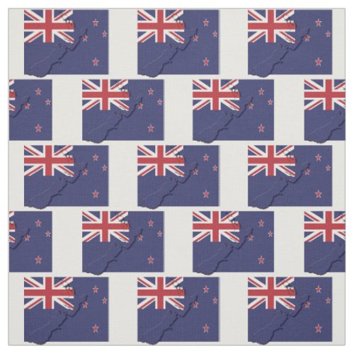 NEW ZEALAND Flag Map Outline Fabric