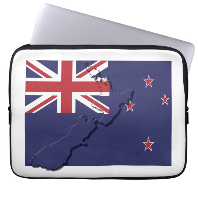 NEW ZEALAND Flag Map Patriotic Computer Laptop Sleeve (Front)