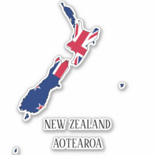 New Zealand Flag Map Sticker