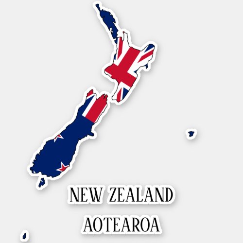 New Zealand Flag Map Sticker