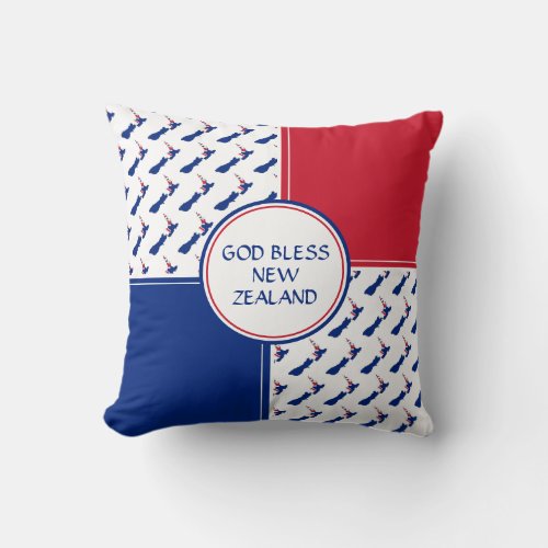 NEW ZEALAND FLAG Patriotic God Bless Throw Pillow