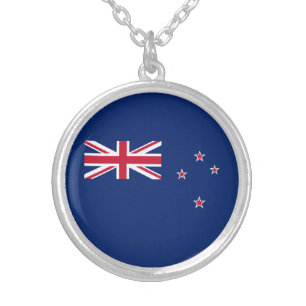 New Zealand Flag Silver Plated Necklace