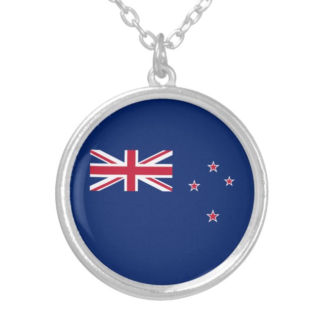 New Zealand Flag Silver Plated Necklace (Front)