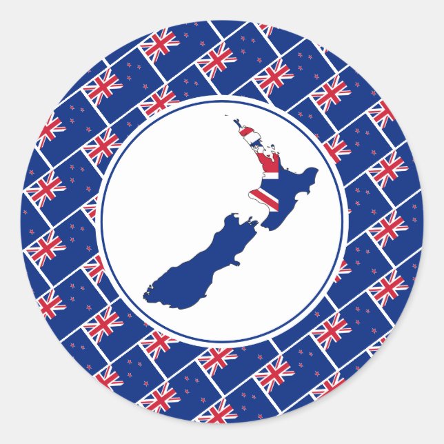 NEW ZEALAND FLAG Stylish Aotearoa Map Classic Round Sticker (Front)