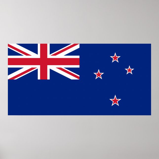 New Zealand Flag: Union Jack, Southern Cross Stars Poster (Front)