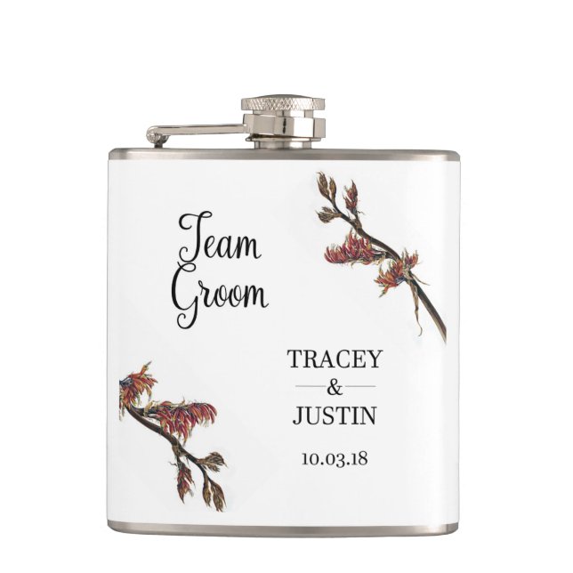 New Zealand Flax Flower Hip Flask (Front)