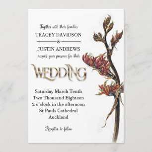 New Zealand Flax Flower Wedding Invitation