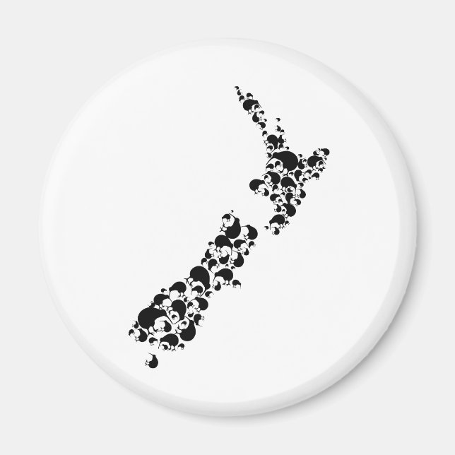 NEW ZEALAND - full of kiwis - black Magnet (Front)