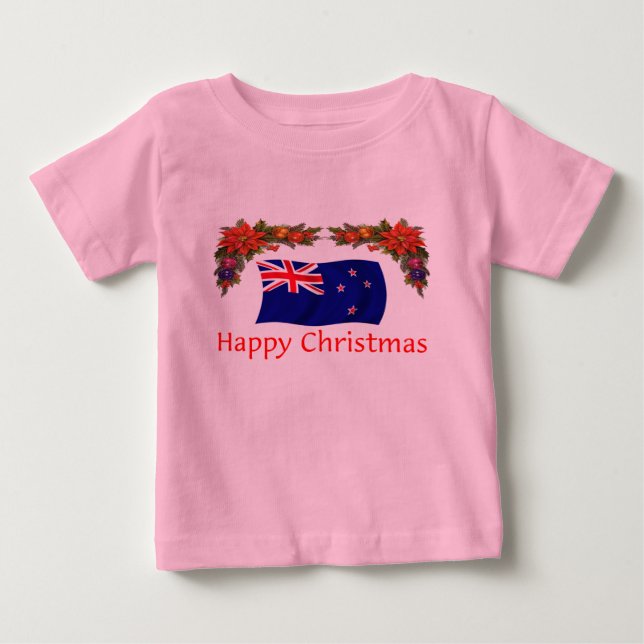 New Zealand Happy Christmas Baby T-Shirt (Front)