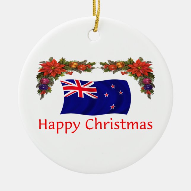 New Zealand Happy Christmas Ceramic Ornament (Front)