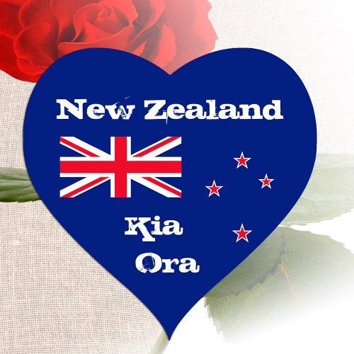 New Zealand Heart New Zealand Flag Kia Ora Heart Sticker