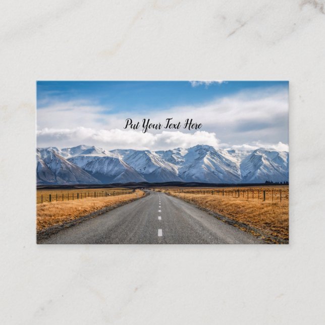 New Zealand highway | Long Straight Road | Travel Business Card (Front)