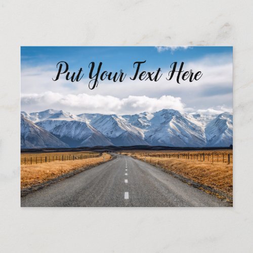 New Zealand highway  Long Straight Road  Travel Postcard