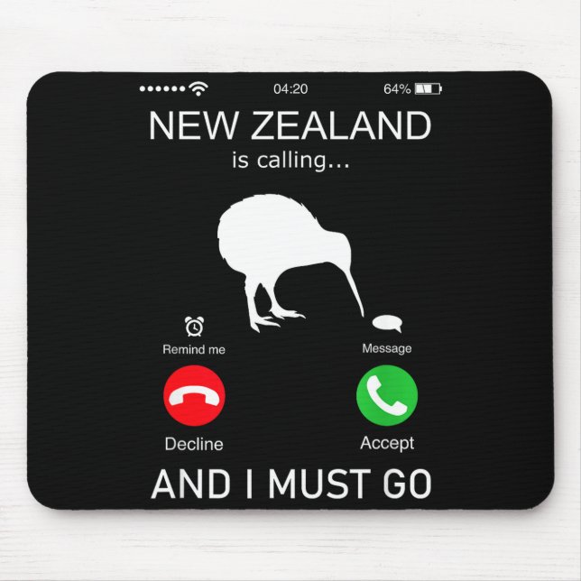 New Zealand Is Calling And I Must Go, Zealand Funn Mouse Pad (Front)