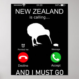 New Zealand Is Calling And I Must Go, Zealand Funn Poster