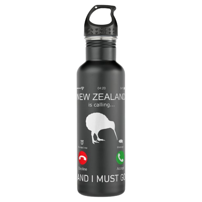 New Zealand is calling and i must go, zealand funn Stainless Steel Water Bottle (Front)