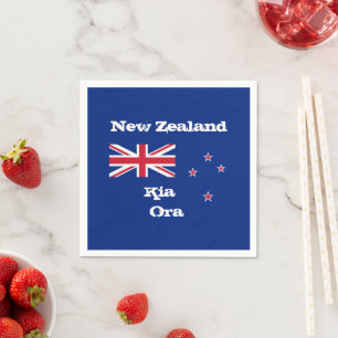 New Zealand, Kia Ora & New Zealand Flag / party Napkins