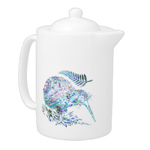 NEW ZEALAND KIWI AND FERN PAUA TEAPOT