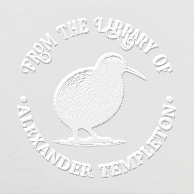 New Zealand Kiwi Bird Library Book Name Embosser (Design)