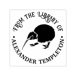 New Zealand Kiwi Bird Library Book Name Self-inking Stamp