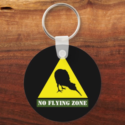 New Zealand Kiwi Bird  No Flying Zone Aotearoa Keychain