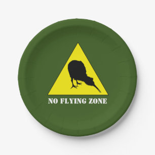 New Zealand, Kiwi Bird & No Flying Zone /Aotearoa Paper Plates
