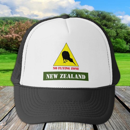 New Zealand Kiwi Bird  No Flying Zone Aotearoa Trucker Hat