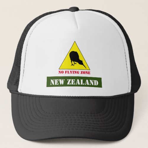 New Zealand Kiwi Bird  No Flying Zone Aotearoa Trucker Hat