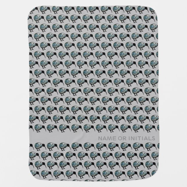 NEW ZEALAND KIWI BIRD PAUA KORU NZ PATTERN KIDS BABY BLANKET (Front)
