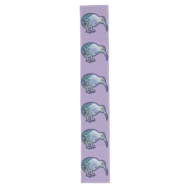 NEW ZEALAND KIWI BIRD PAUA SHELL REPEATING PATTERN LONG TABLE RUNNER (Front)