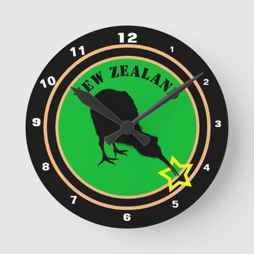 New Zealand  Kiwi Bird _ Royal Kiwi design star Round Clock