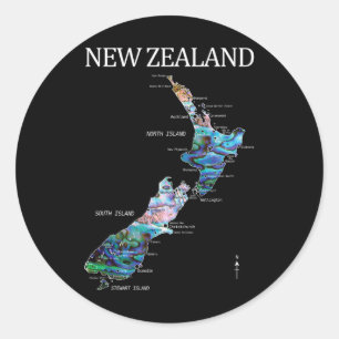 New Zealand Kiwi Detailed Map Classic Round Sticker