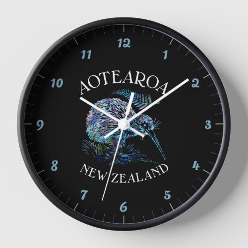 NEW ZEALAND KIWI FERN PAUA CLOCK