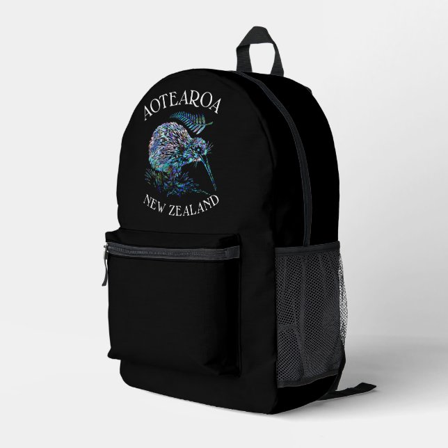 NEW ZEALAND KIWI FERN PAUA PRINTED BACKPACK (Back Corner Right)