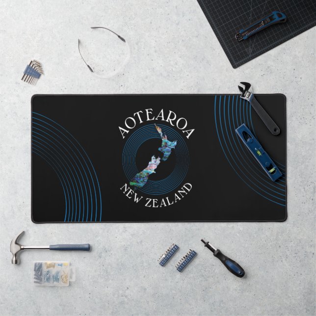 NEW ZEALAND KIWI MAP PAUA  DESK MAT (Workstation)