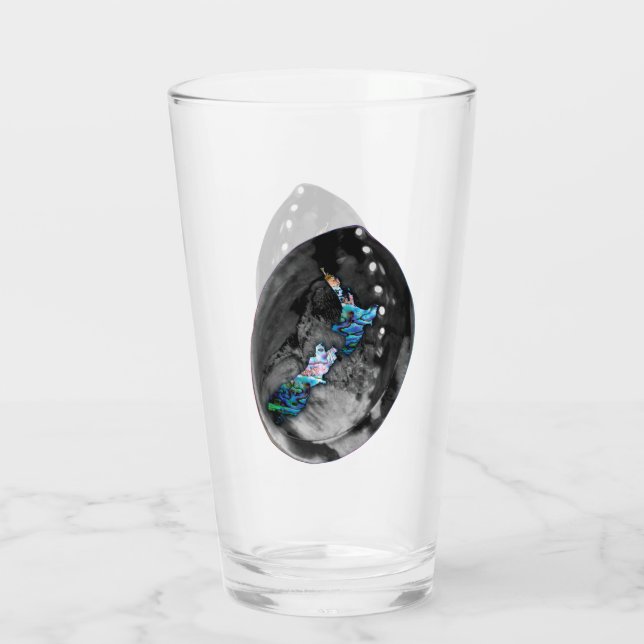 NEW ZEALAND KIWI MAP PAUA GLASS (Back)