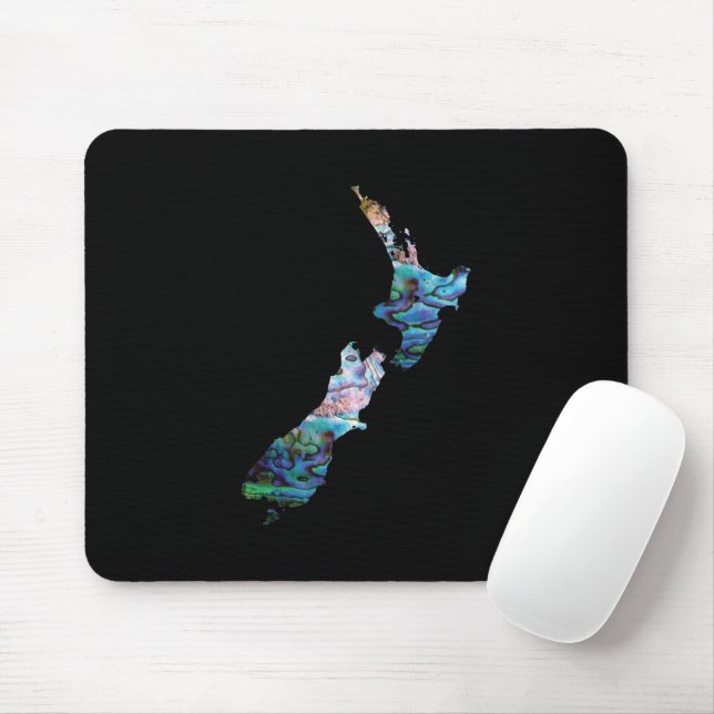 NEW ZEALAND KIWI MAP SIMPLE PAUA MOUSE PAD (With Mouse)