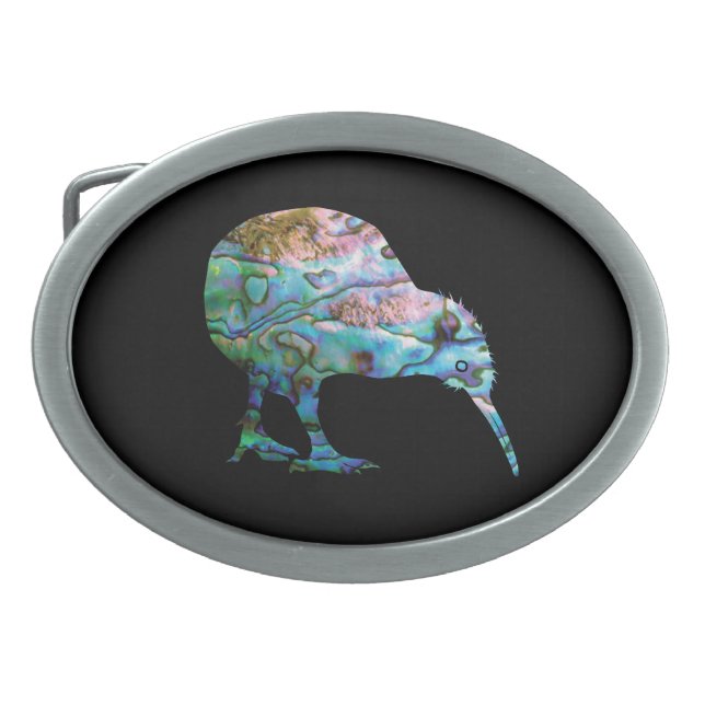 NEW ZEALAND KIWI PAUA BELT BUCKLE (Front)