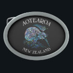 NEW ZEALAND KIWI PAUA BELT BUCKLE<br><div class="desc">Classic New Zealand flightless bird - the Kiwi - in the vibrant colors of the Paua shell.</div>