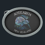 NEW ZEALAND KIWI PAUA BELT BUCKLE<br><div class="desc">Classic New Zealand flightless bird - the Kiwi - in the vibrant colors of the Paua shell.</div>