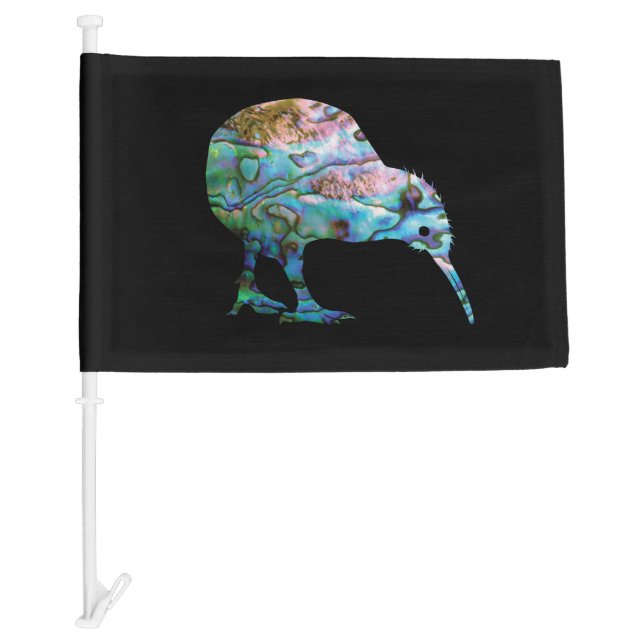 NEW ZEALAND KIWI PAUA CAR FLAG (Front)