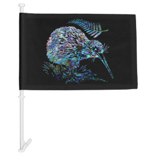 NEW ZEALAND KIWI PAUA CAR FLAG