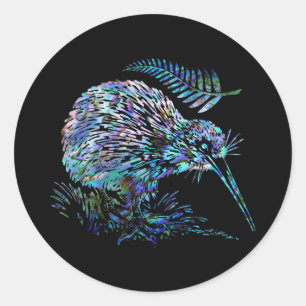 NEW ZEALAND KIWI PAUA CLASSIC ROUND STICKER