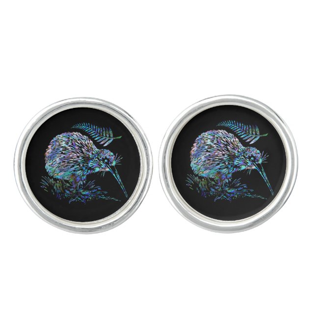 NEW ZEALAND KIWI PAUA CUFFLINKS (Front)