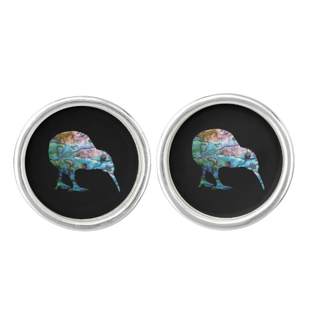 NEW ZEALAND KIWI PAUA CUFFLINKS (Front)