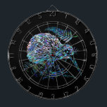 NEW ZEALAND KIWI PAUA DARTBOARD<br><div class="desc">Classic New Zealand kiwi and fern in the vibrant colors of the Paua shell.</div>