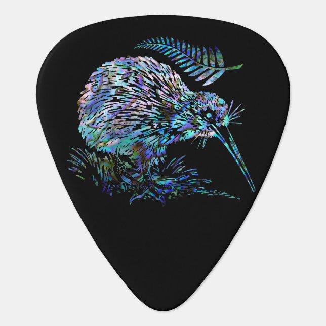 NEW ZEALAND KIWI PAUA GUITAR PICK (Front)