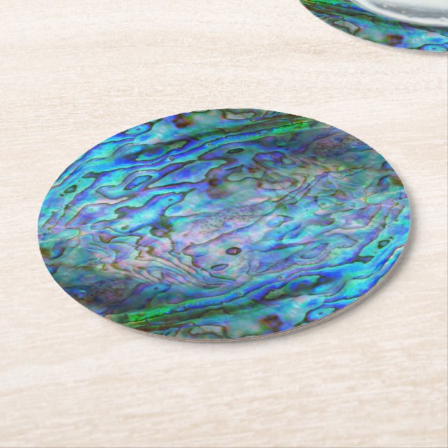 NEW ZEALAND KIWI PAUA ROUND PAPER COASTER (Angled)