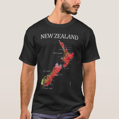 NEW ZEALAND KIWI POHUTUKAWA MAP T_Shirt