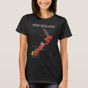 NEW ZEALAND KIWI POHUTUKAWA MAP T-Shirt